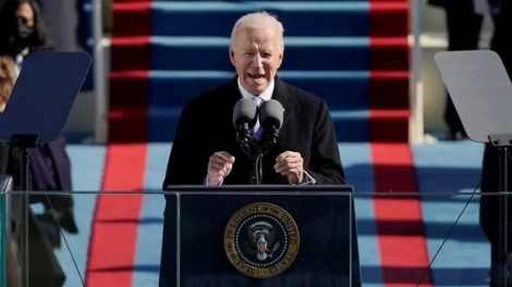 Biden discursa durante cerimnia de posse nos EUA. (Foto: Patrick Semansky/Reuters)