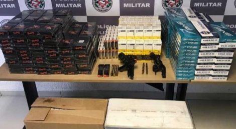 Operao Renascer: Polcia prende suspeito com duas armas de fogo e apreende carga de cigarros contrabandeados